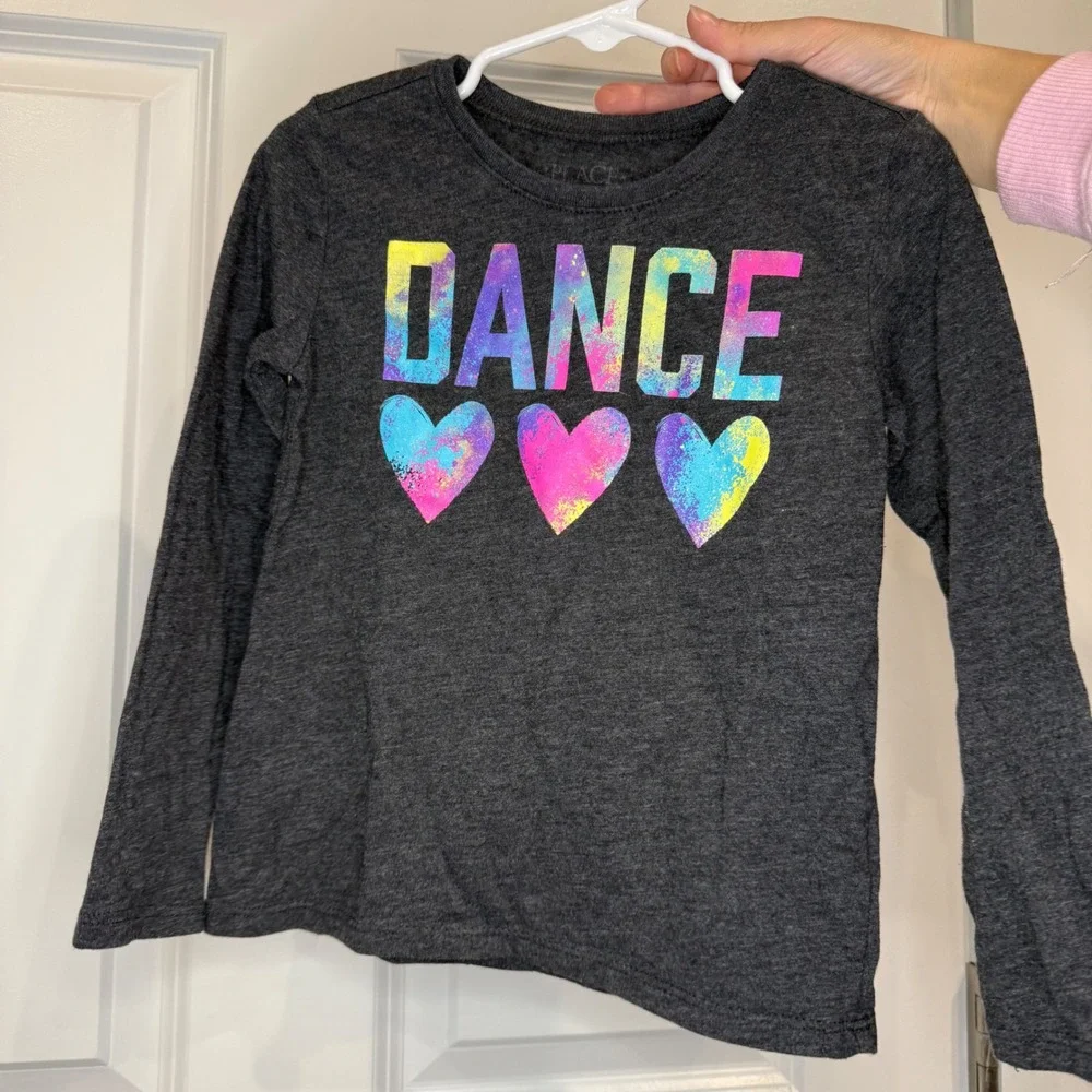 The Children's Place Girls Long Sleeve Dance Hearts Graphic Tee Shirt Size‎ 4